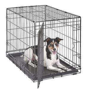 Folding Dog Crate 30" x 19" x 21" Metal Wire Kennel for Medium Breeds – Portable